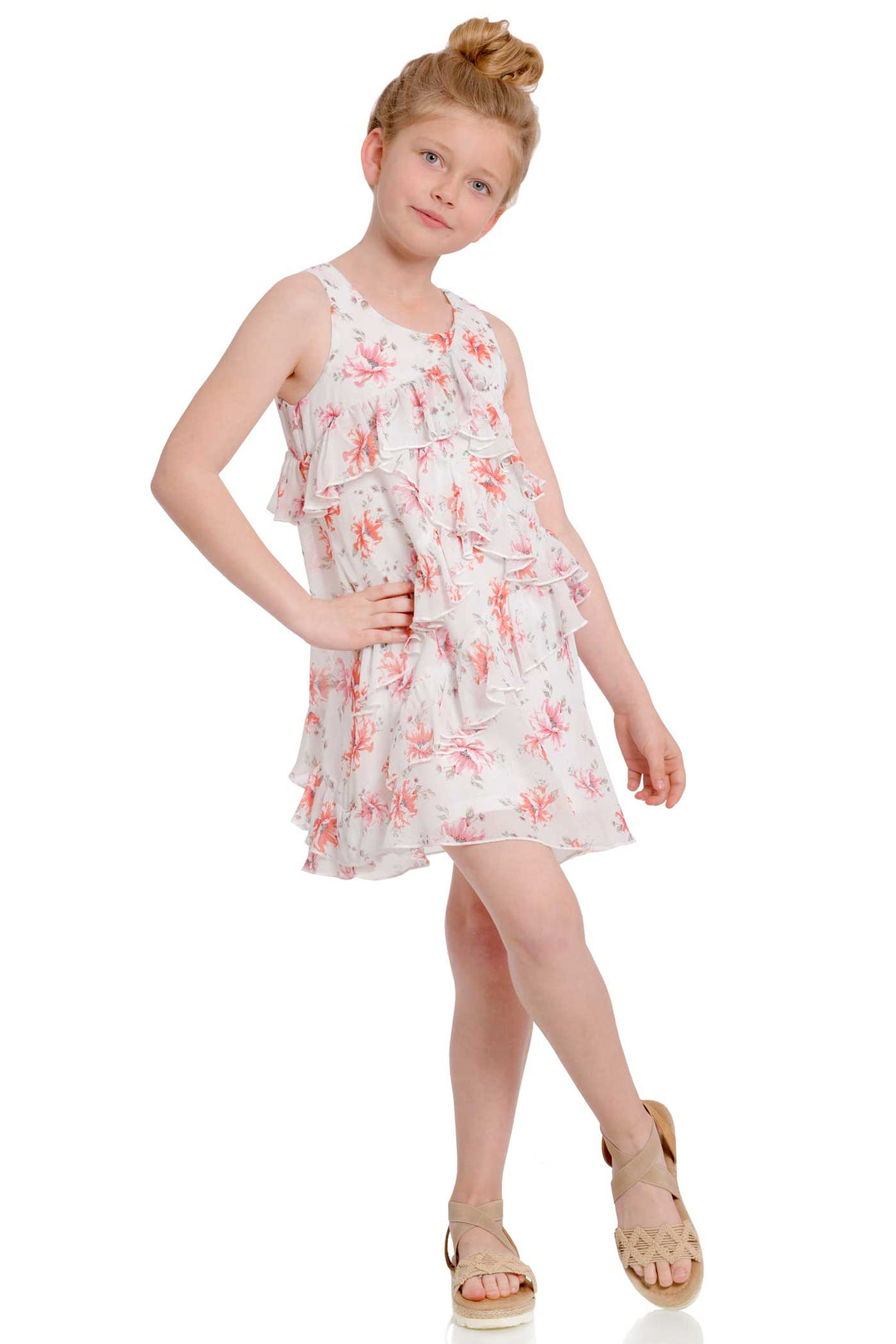 FLORAL PRINT RUFFLE  DRESS