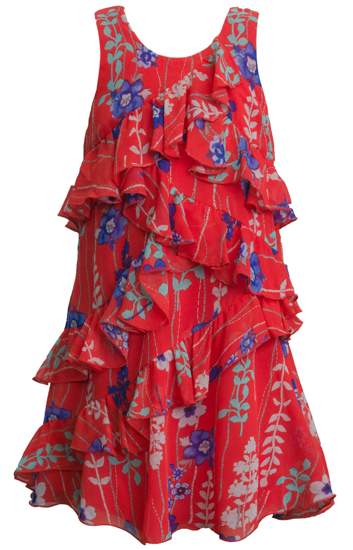 FLORAL PRINT RUFFLE  DRESS