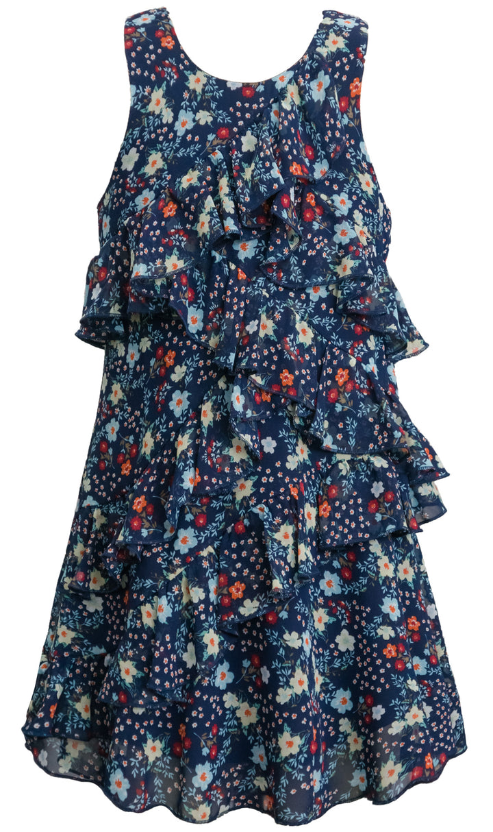 FLORAL PRINT RUFFLE  DRESS