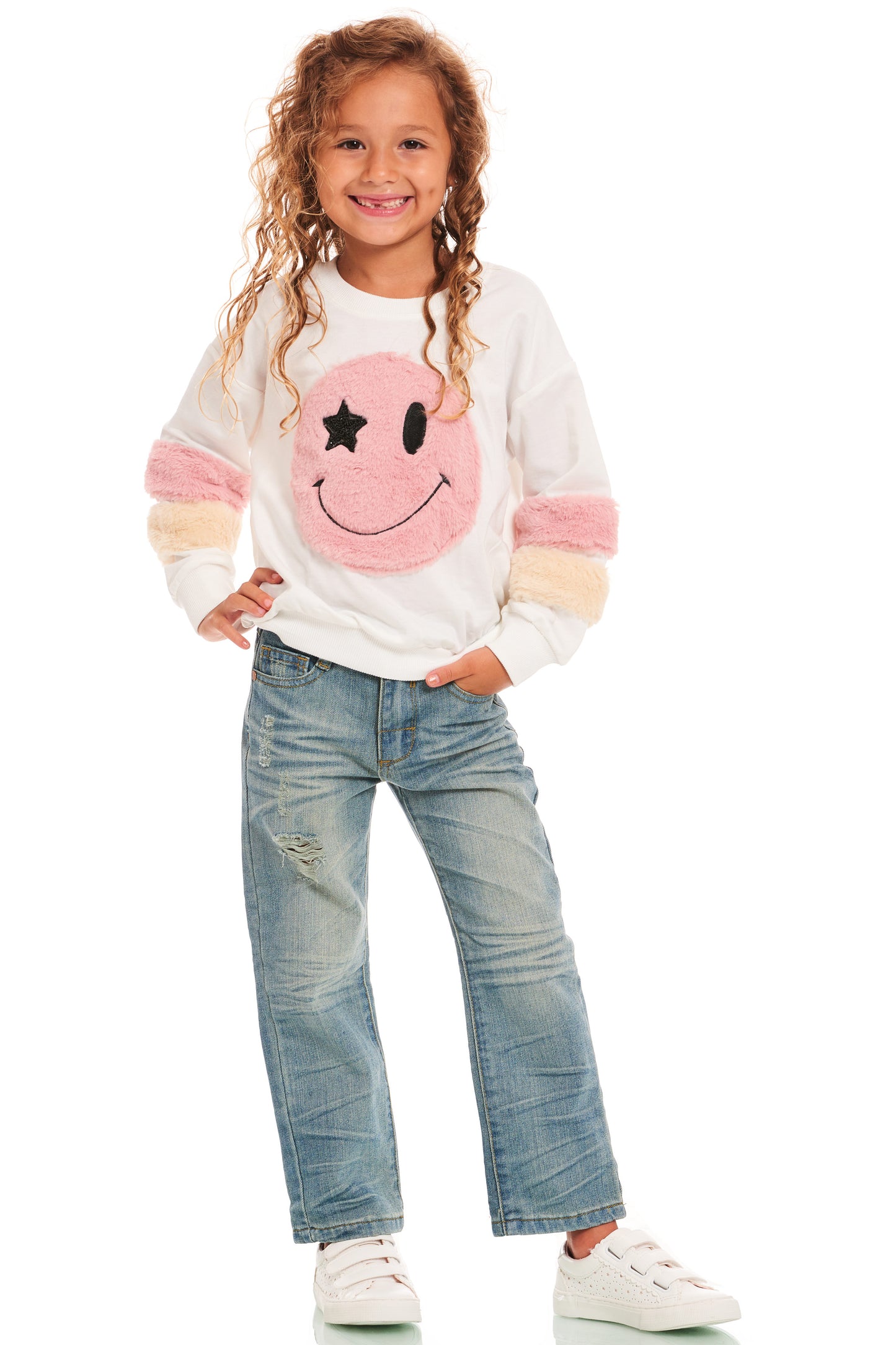 DISTRESSED JEANS WITH STUD EMBELLISHMENTS