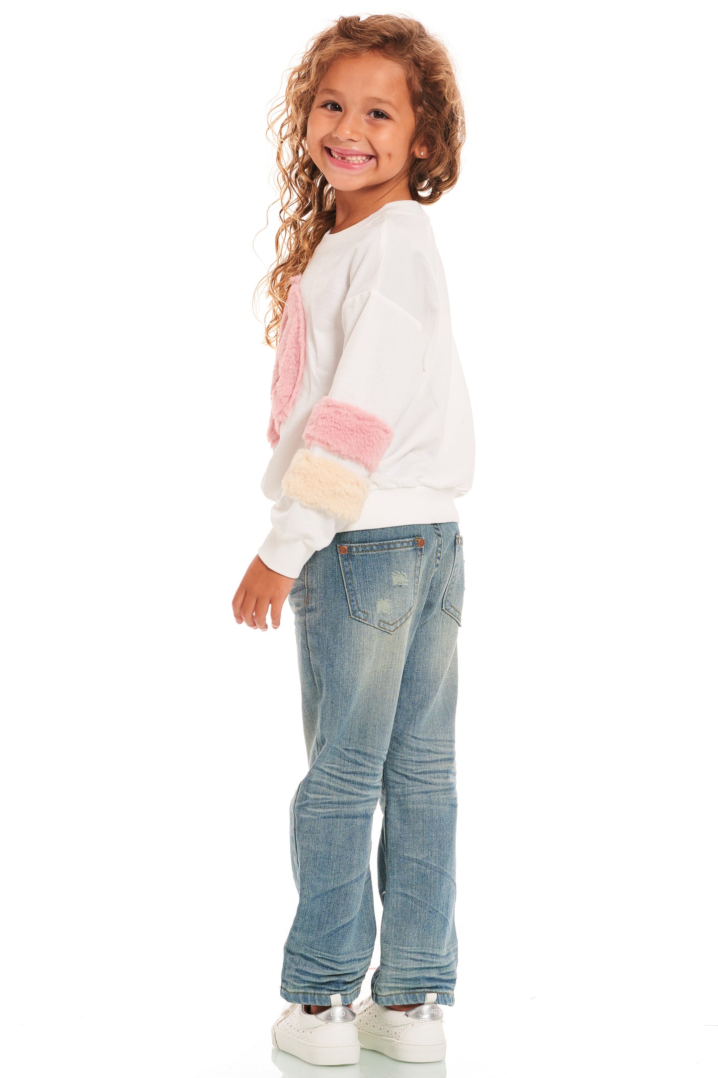 DISTRESSED JEANS WITH STUD EMBELLISHMENTS