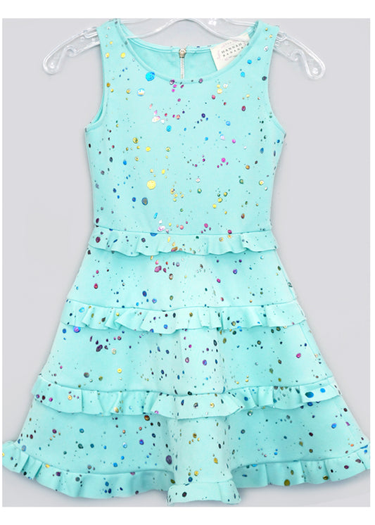FIT AND FLARE DRESS WITH RUFFLES