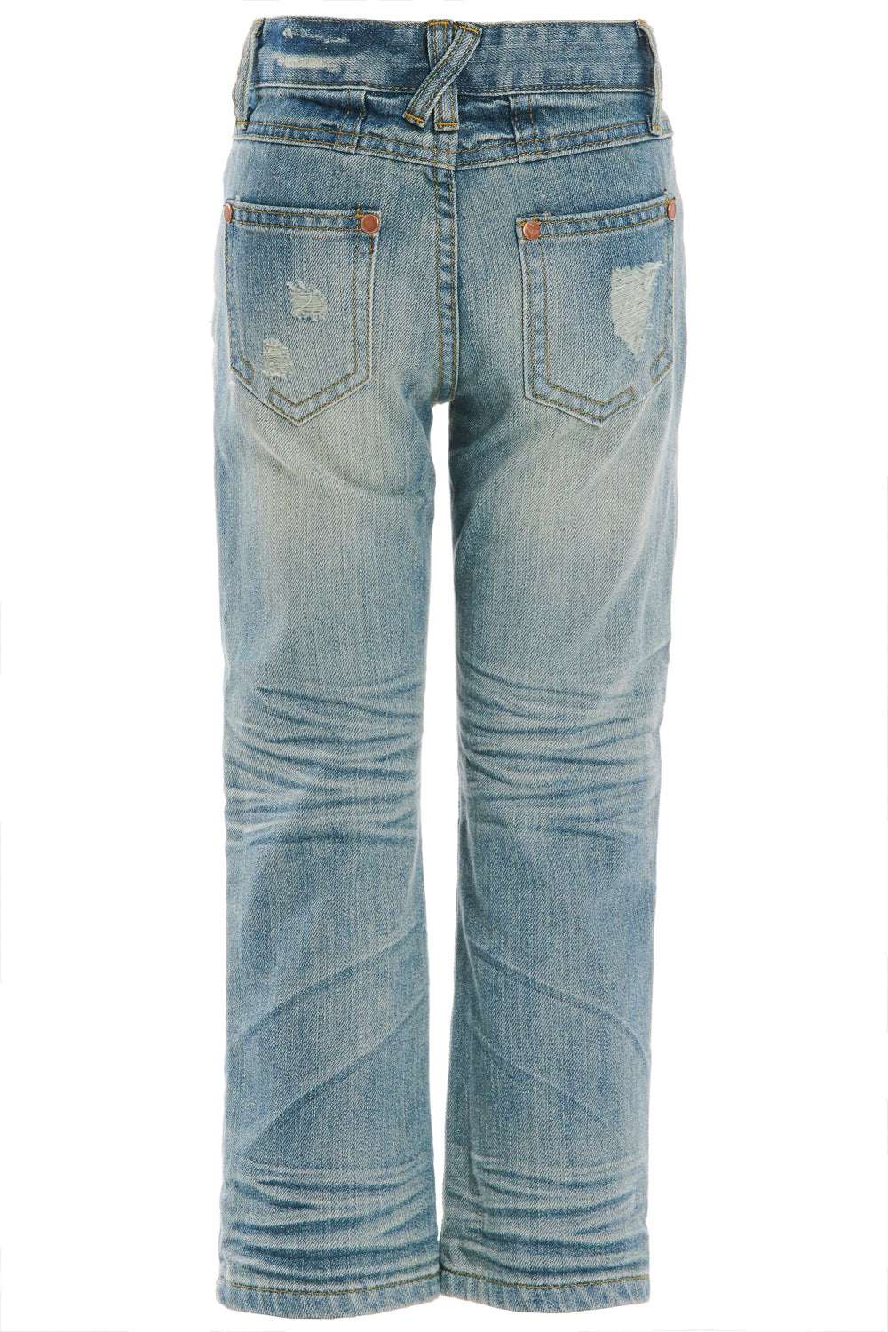 DISTRESSED JEANS WITH STUD EMBELLISHMENTS