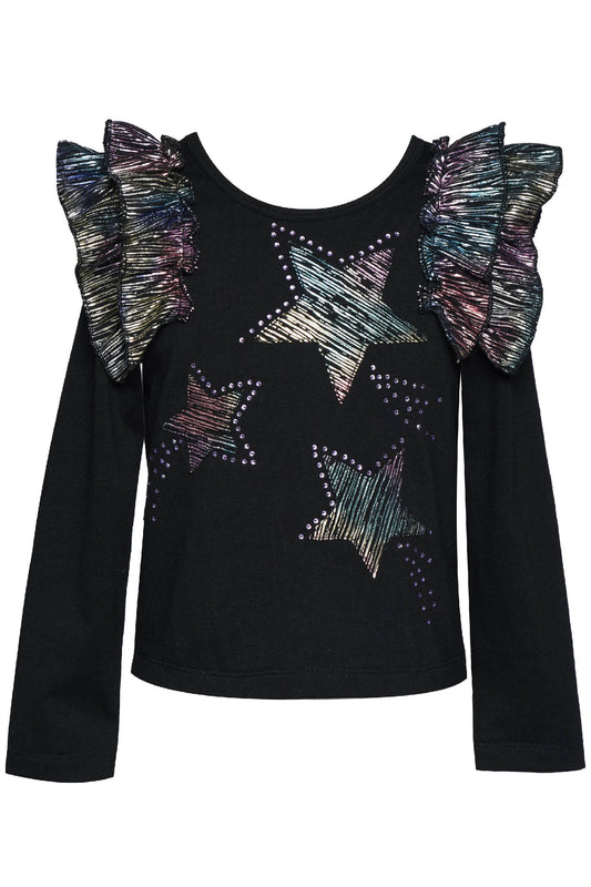 RUFFLE TOP W/ STAR DETAIL