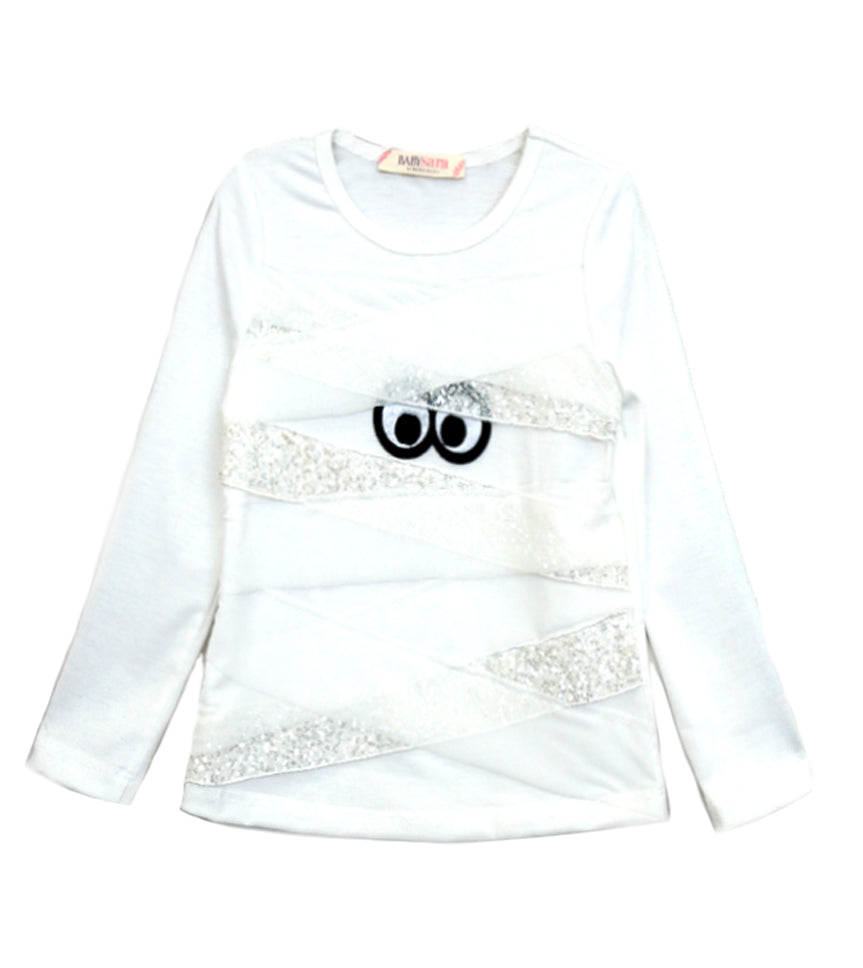 Little Girls Long Sleeve Mummy Halloween Top