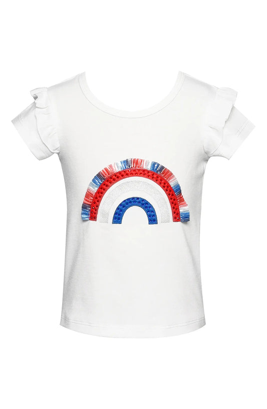 Little Girls 4th of July Themed Short Sleeve T-shirt