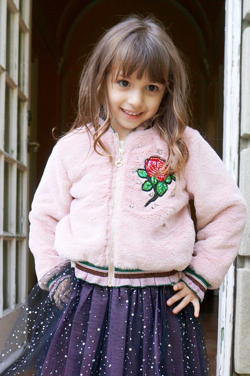 Hannah Banana Girls Faux Fur Bomber Jacket myhannahbanana