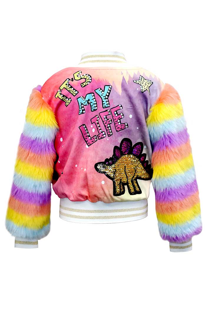 Little Girls Dinosaur Bomber Jacket