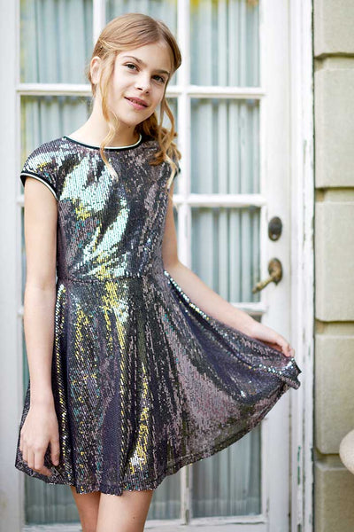 Girls Fit and Flare Sequin Party Dress