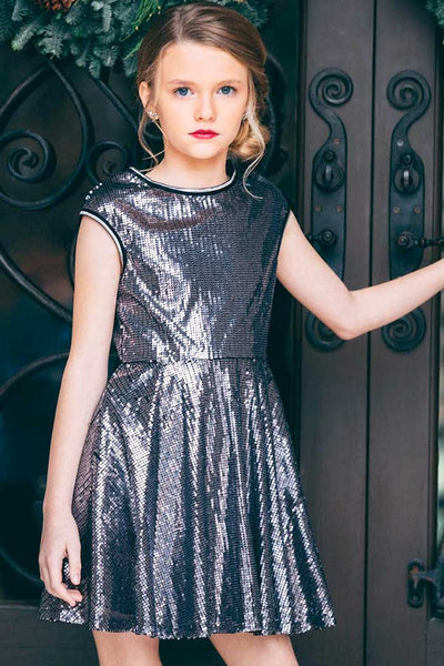 Girls Fit and Flare Sequin Party Dress