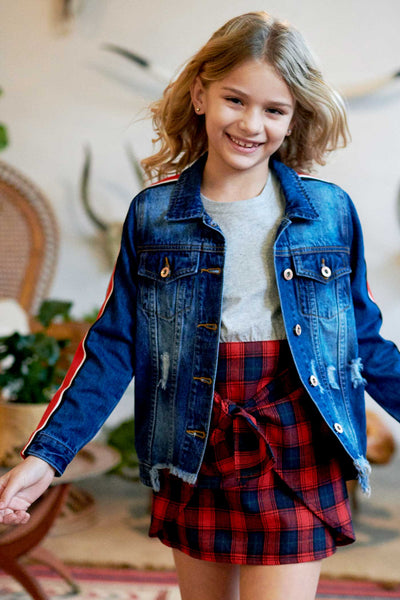 Big Girls Smiley Face Denim Jacket