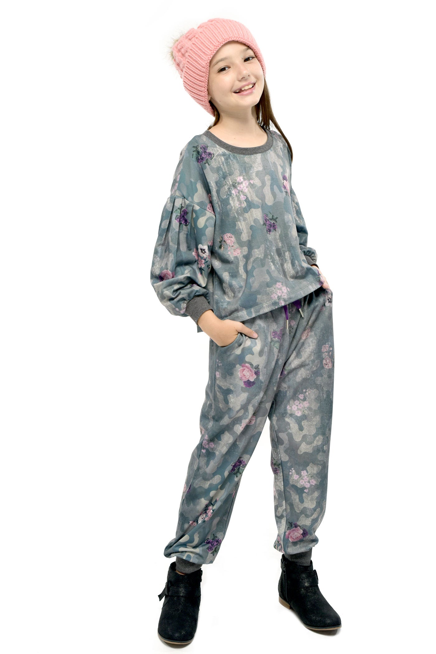 Hannah Banana Little Girl's Floral Print Camo Joggers