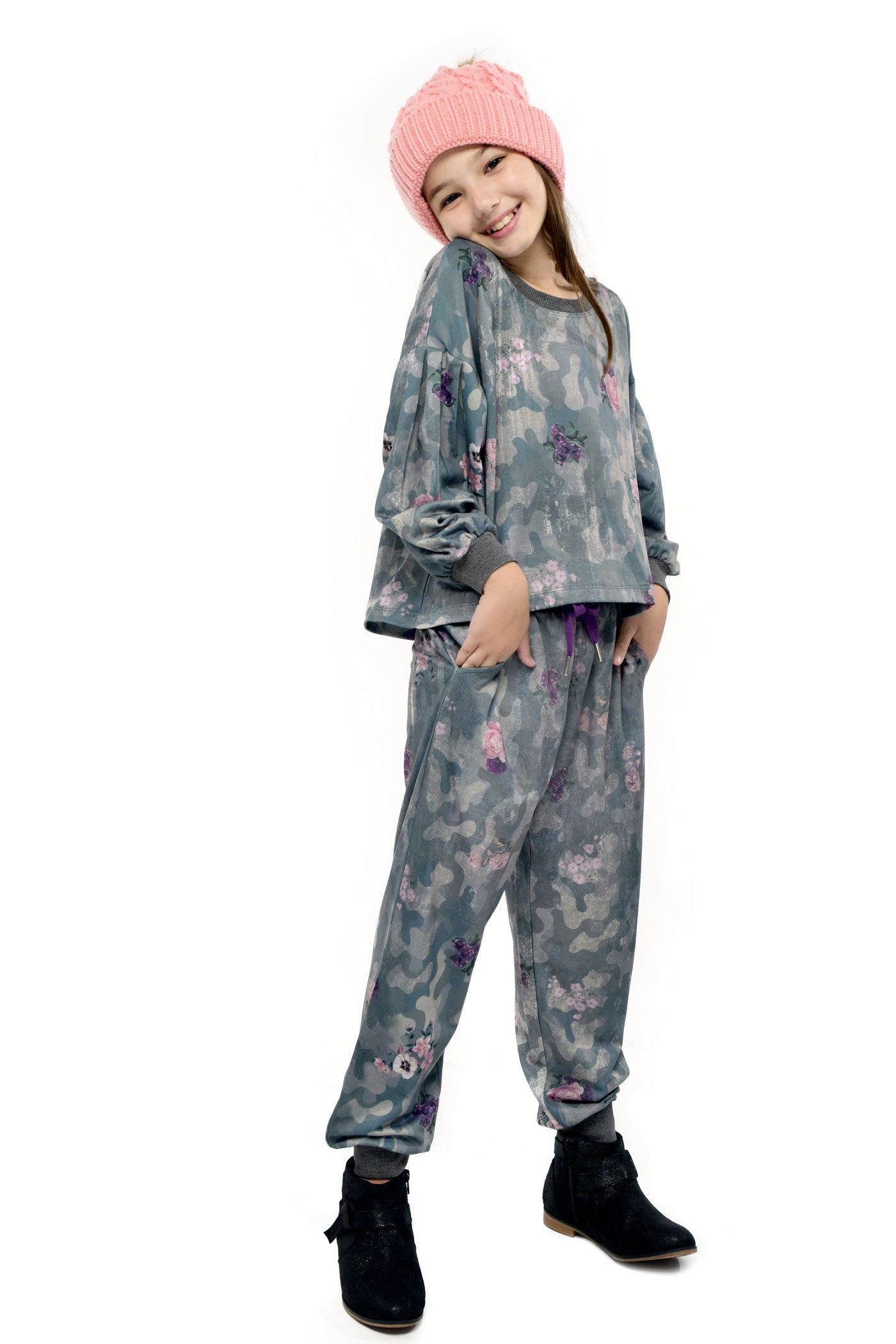 Hannah Banana Little Girl's Floral Print Camo Joggers