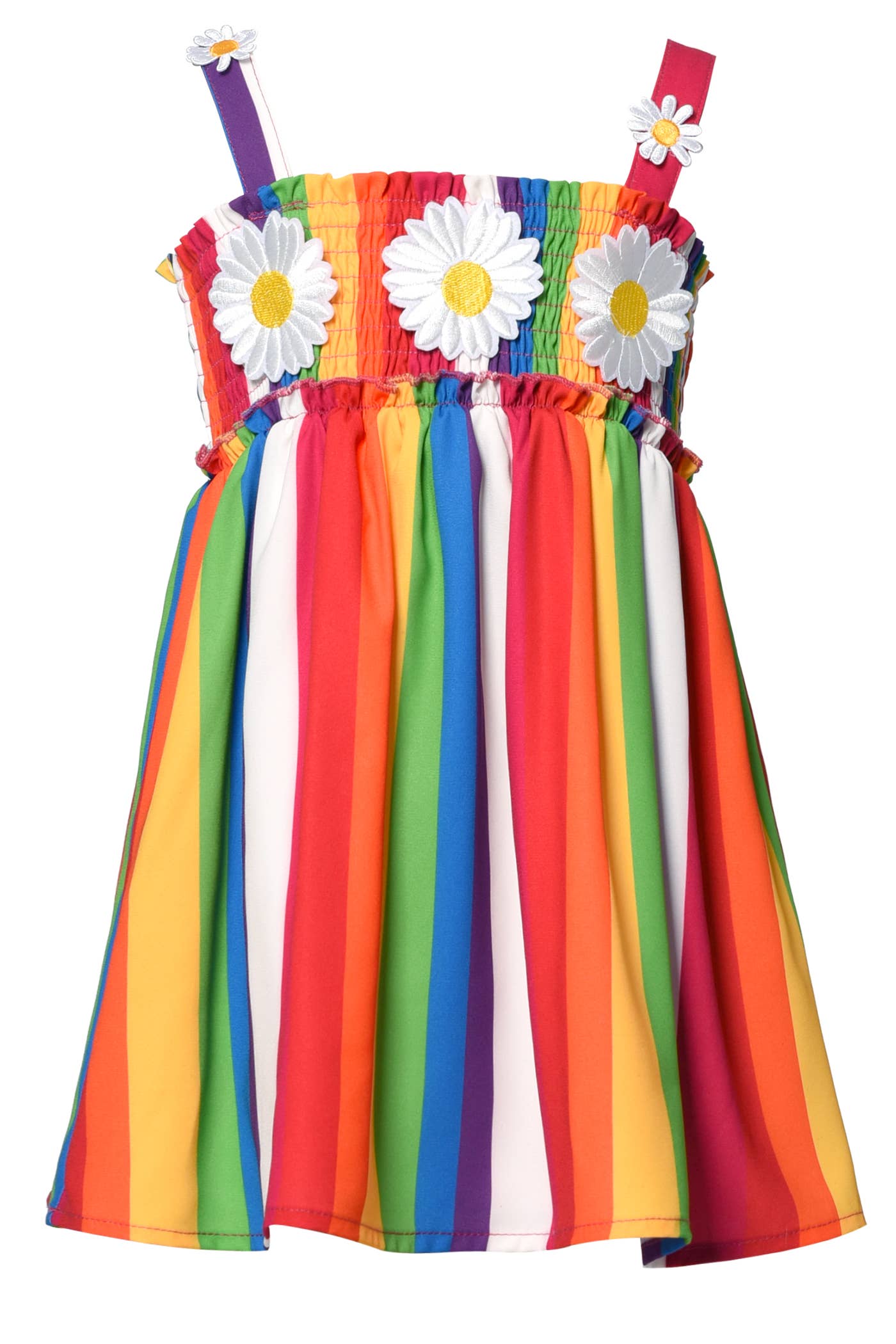 Little Girl’s Toddler Smocked Top Dress W/Daisy Trim Detail