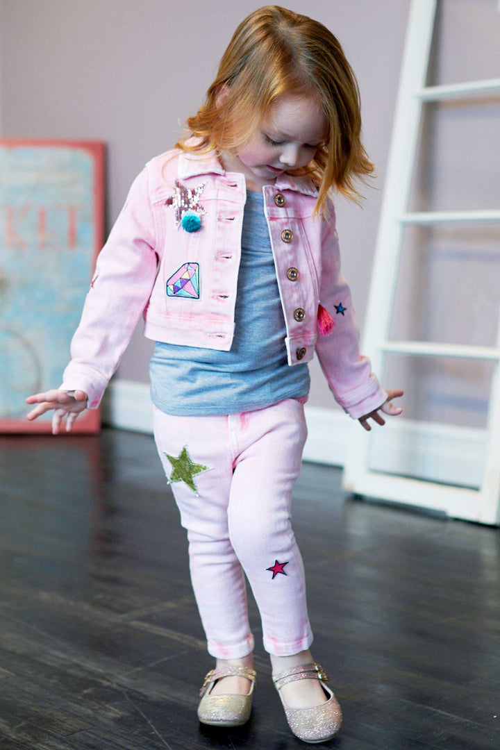 Little Girls Pink Washed Jeans