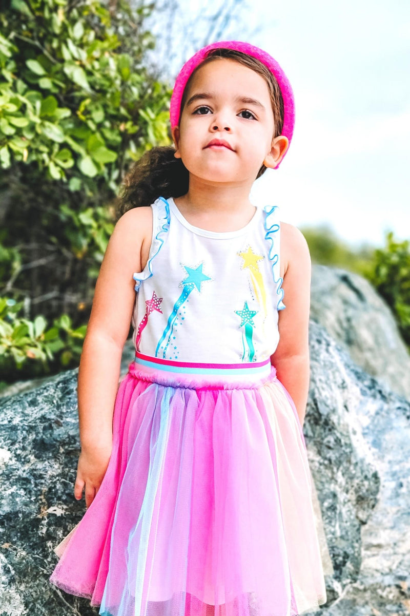 Twofer Tutu Dress W/Shooting Star Print