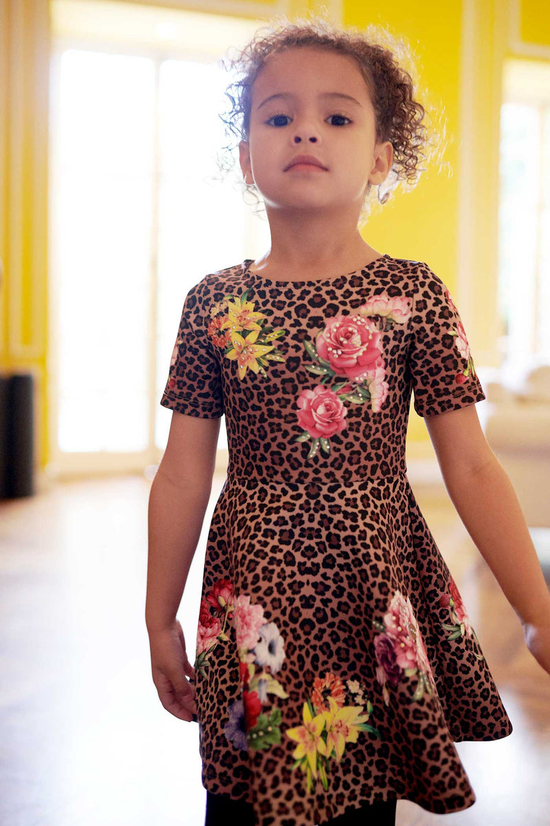 Hannah Banana Girls Fit and Flare Animal Print Skater Dress