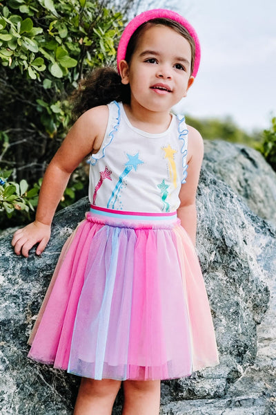 Twofer Tutu Dress W/Shooting Star Print