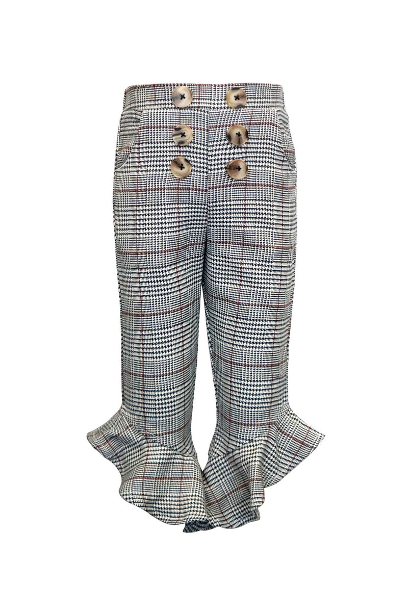 Girls Ruffled Capri Plaid Pants