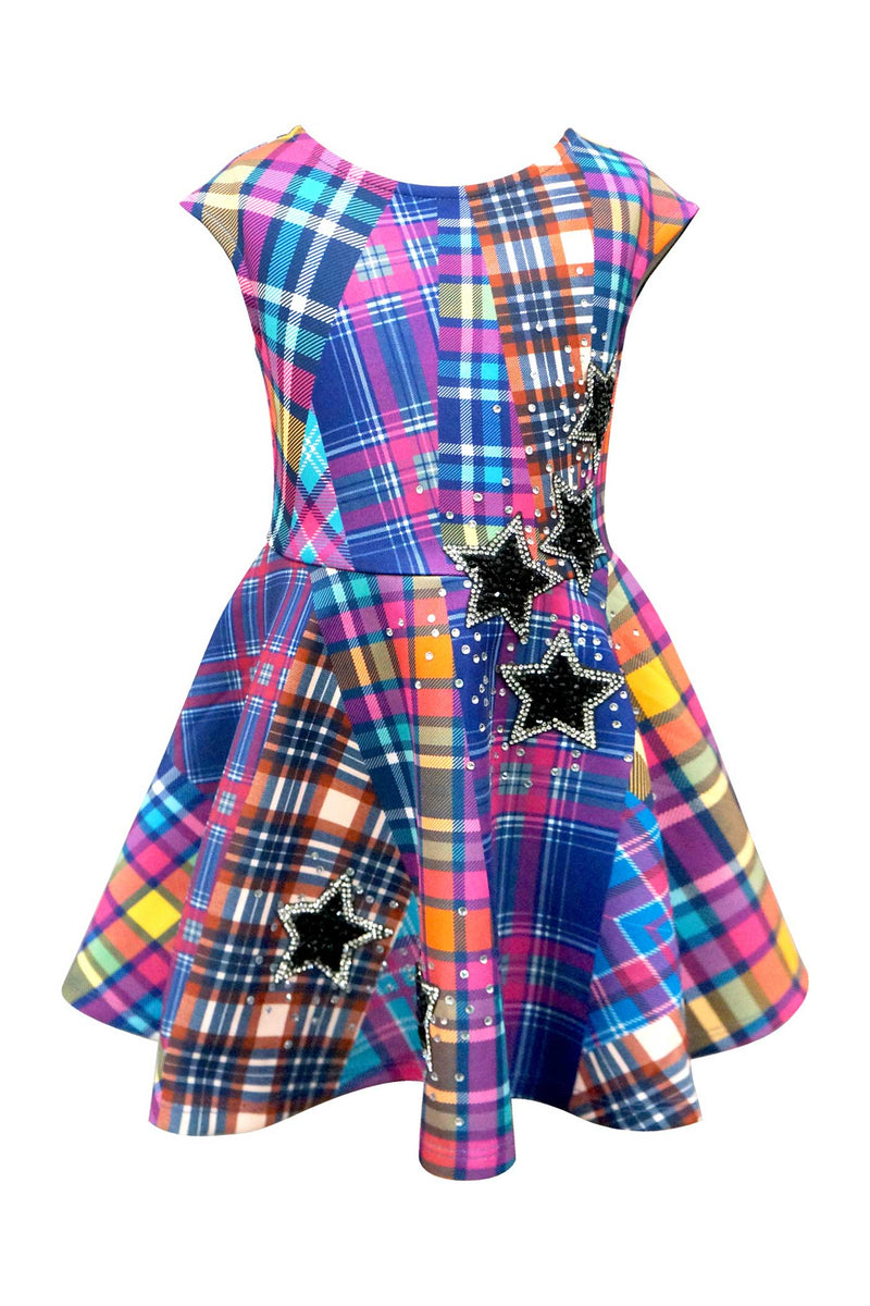 Hannah Banana Girls Fit and Flare Plaid Skater Dress