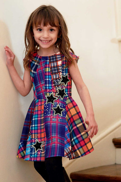 Hannah Banana Girls Fit and Flare Plaid Skater Dress