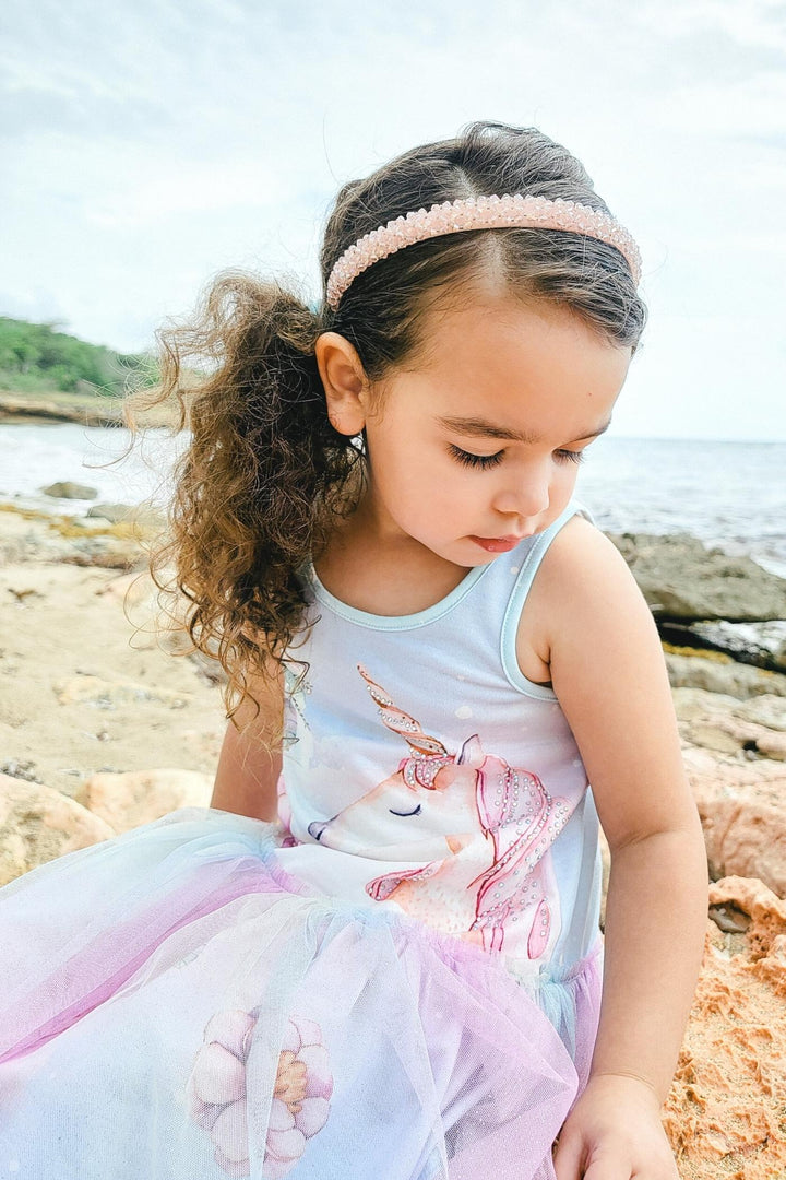Little Girl’s Drop Waist Unicorn Print Tutu Dress