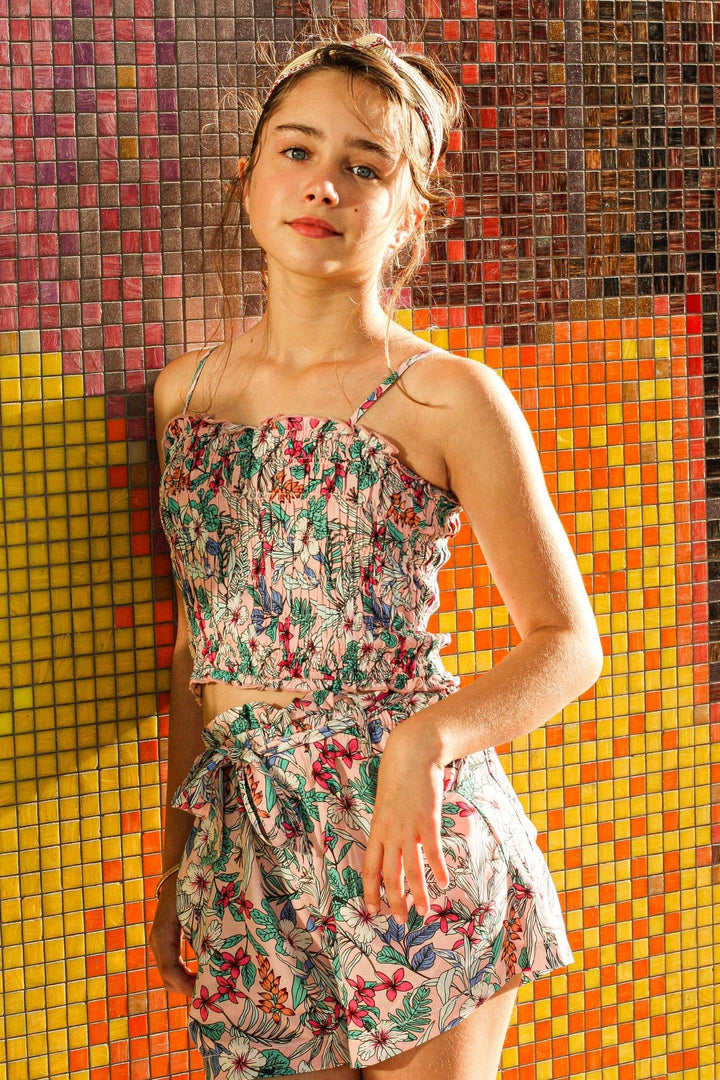 Girl’s Tropical Floral Bow Shorts