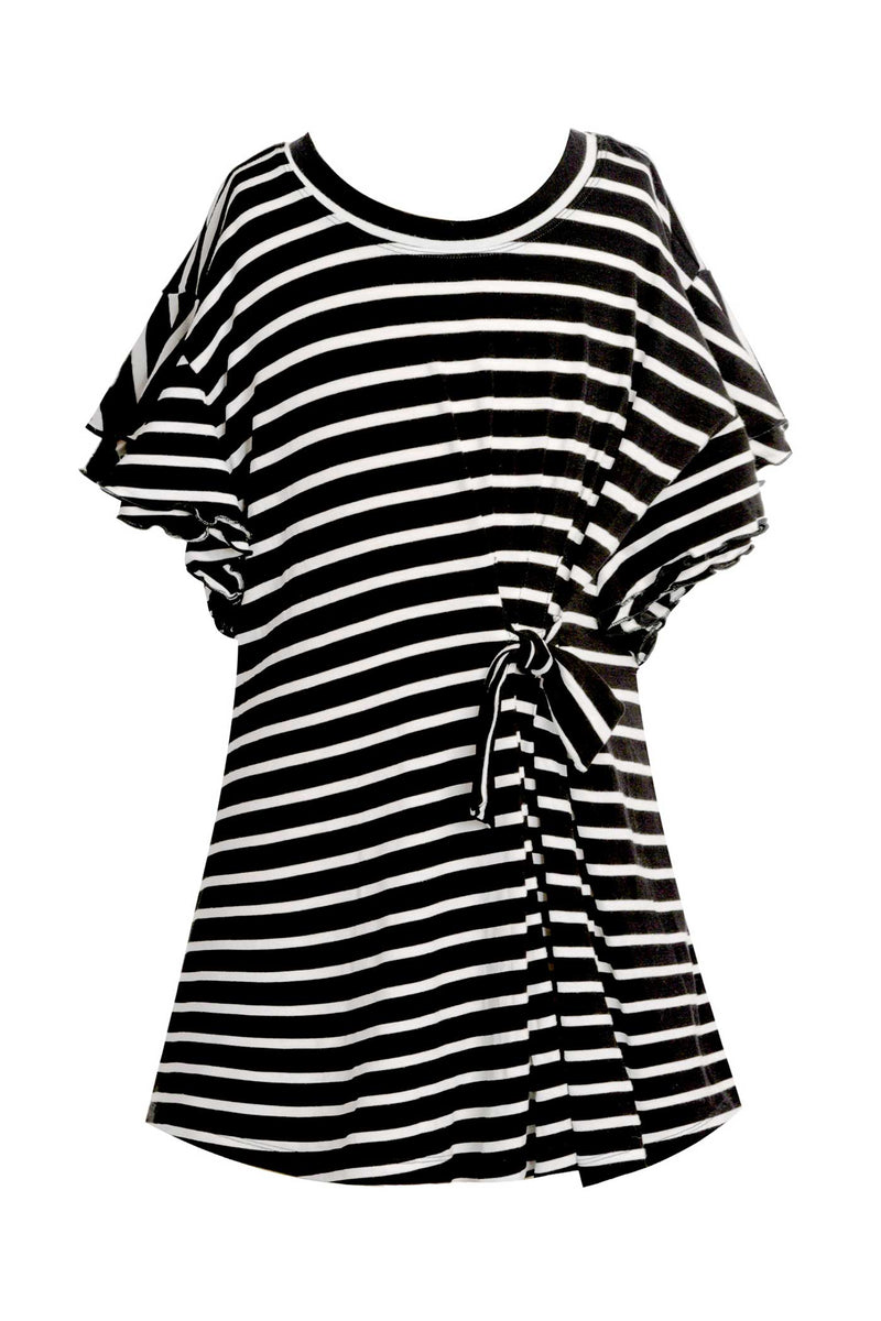 Big Girls Tie Front Striped Jersey Dress