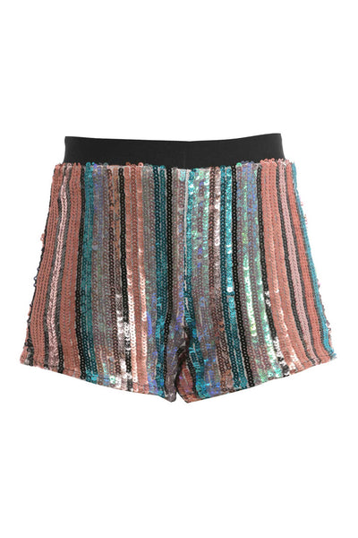 Big Girls Striped Sequin Shorts