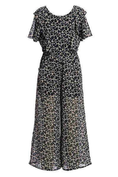 Big Girls Animal Print Chiffon Jumpsuit