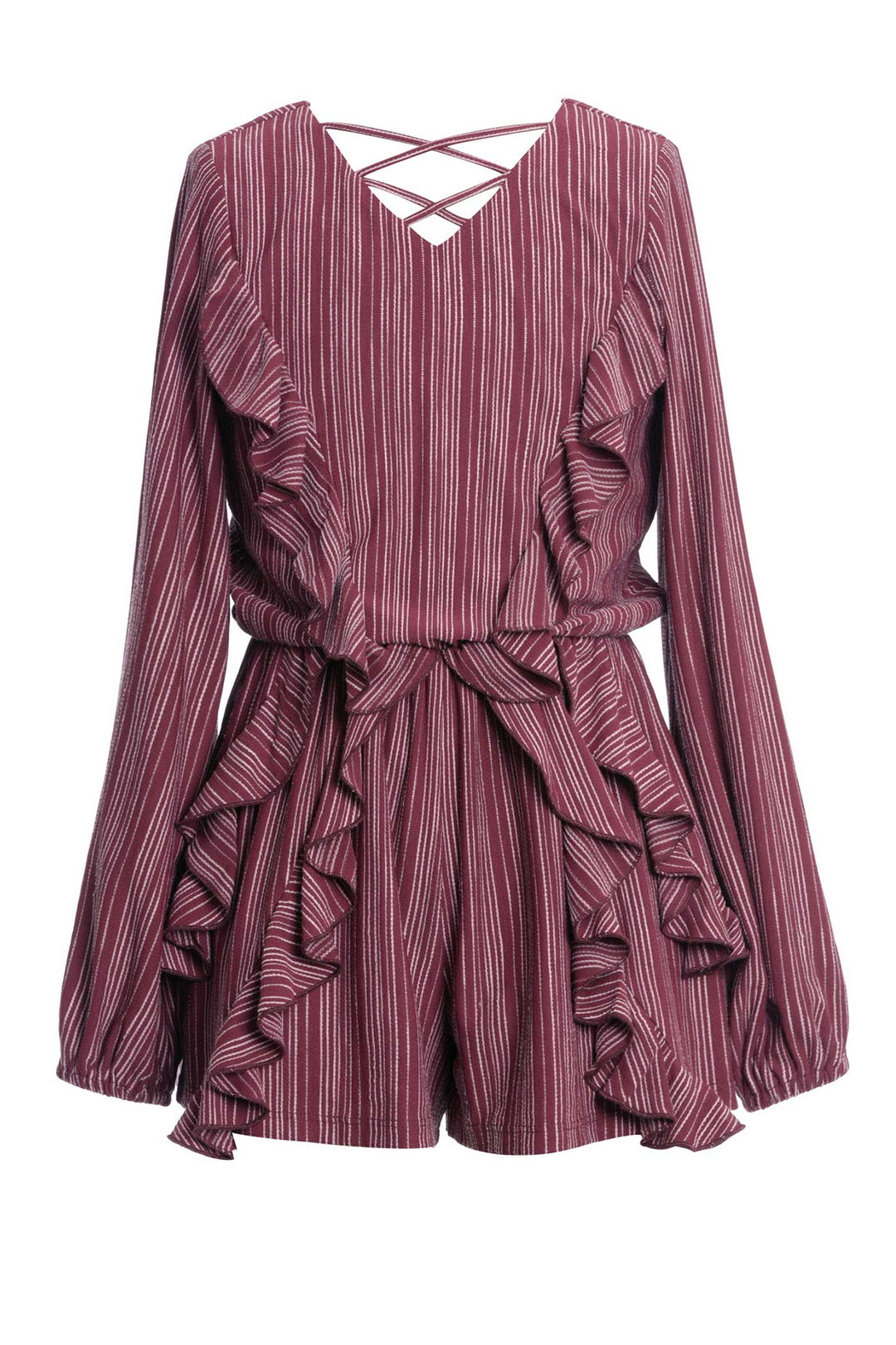 Big Girls Long Sleeve Ruffle Romper