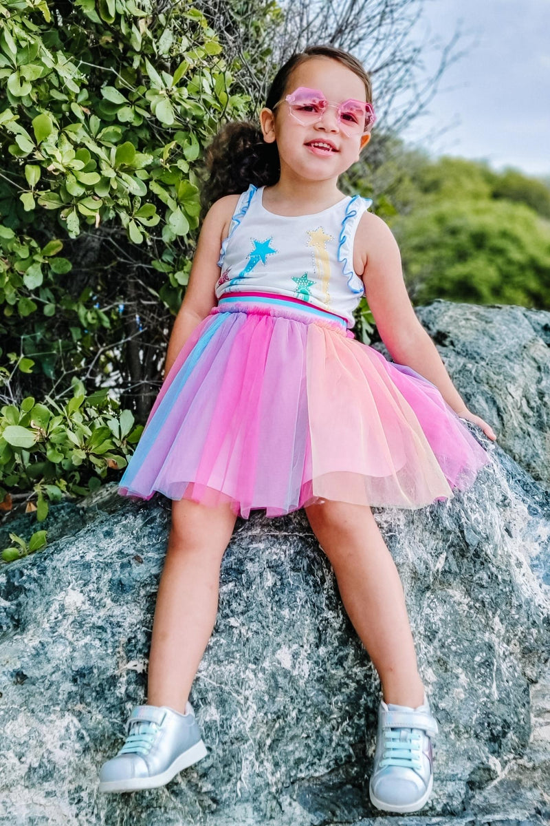 Twofer Tutu Dress W/Shooting Star Print