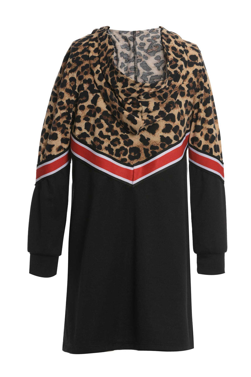 Big Girls Hooded Animal Print Sweatshirt Dress