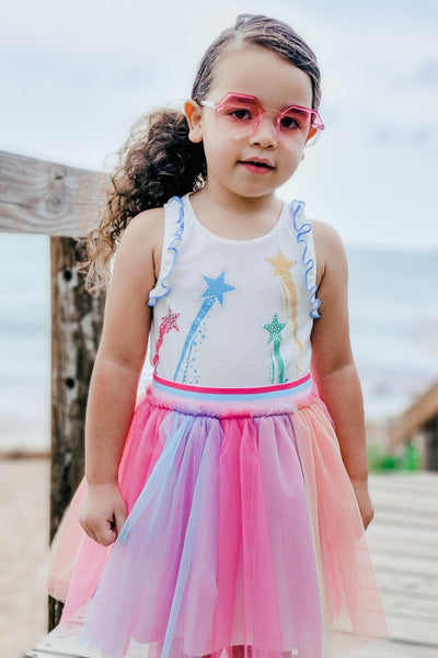 Twofer Tutu Dress W/Shooting Star Print