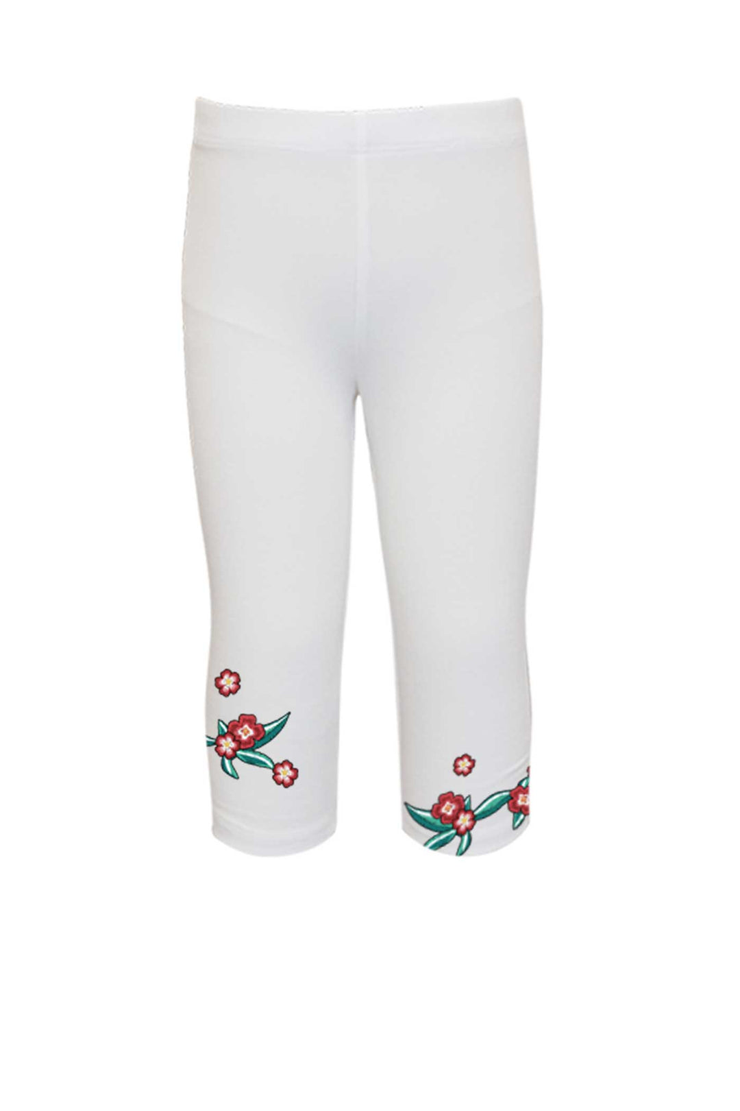 Girls Floral Embroidery Capri Leggings