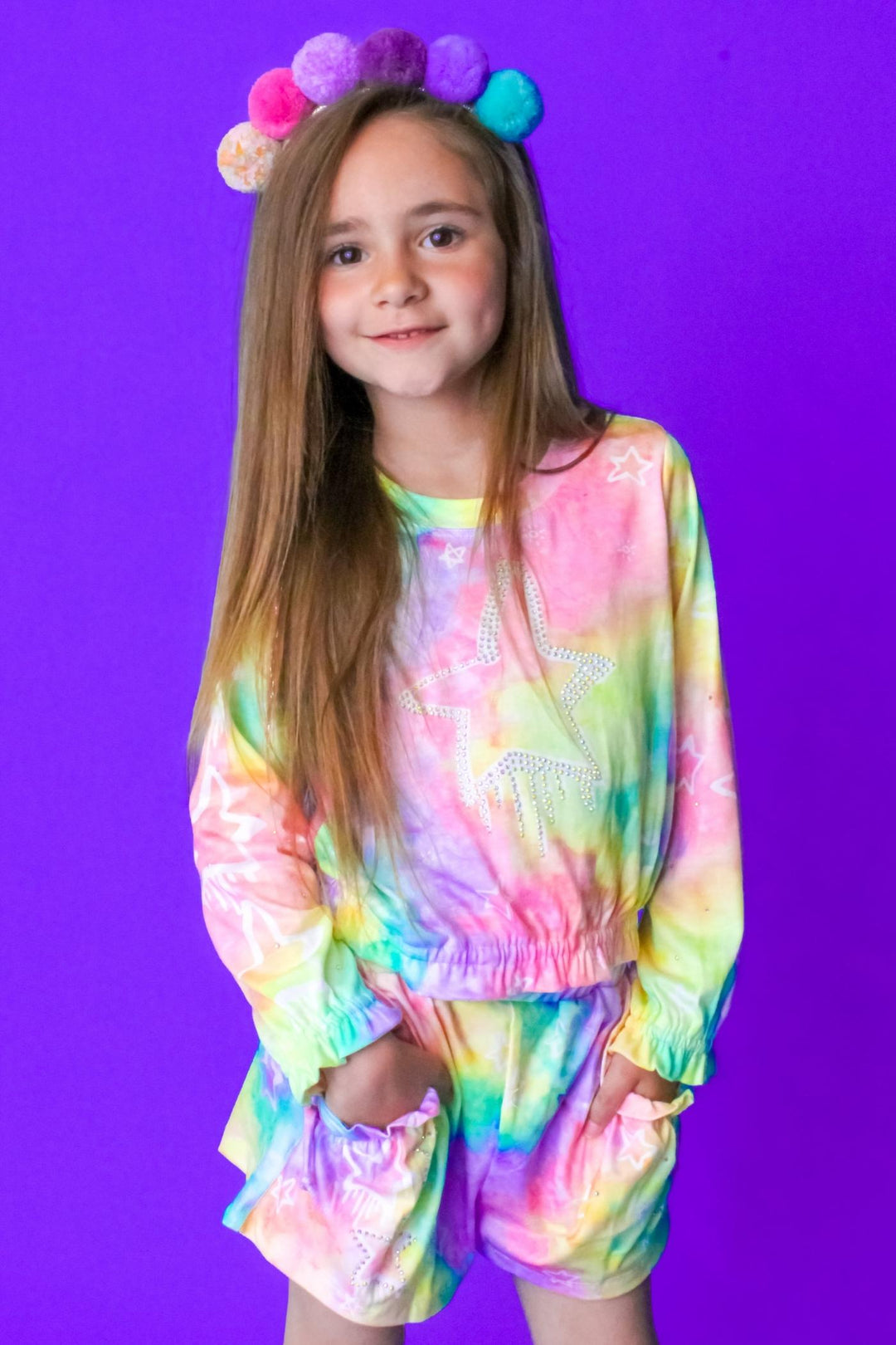 Little Girl’s Tie-Dye Long Sleeve Star Top