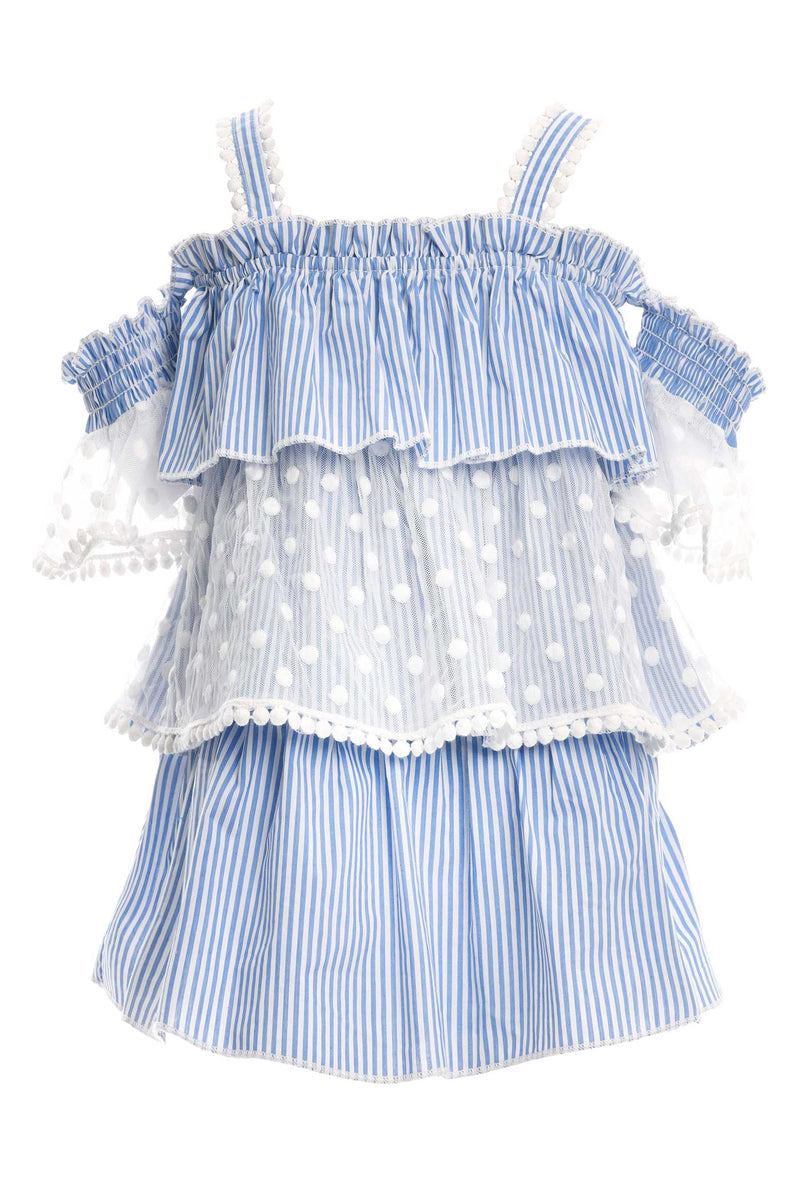 Baby Sara Toddler Girls Little Girls Cold Shoulder Striped Dress