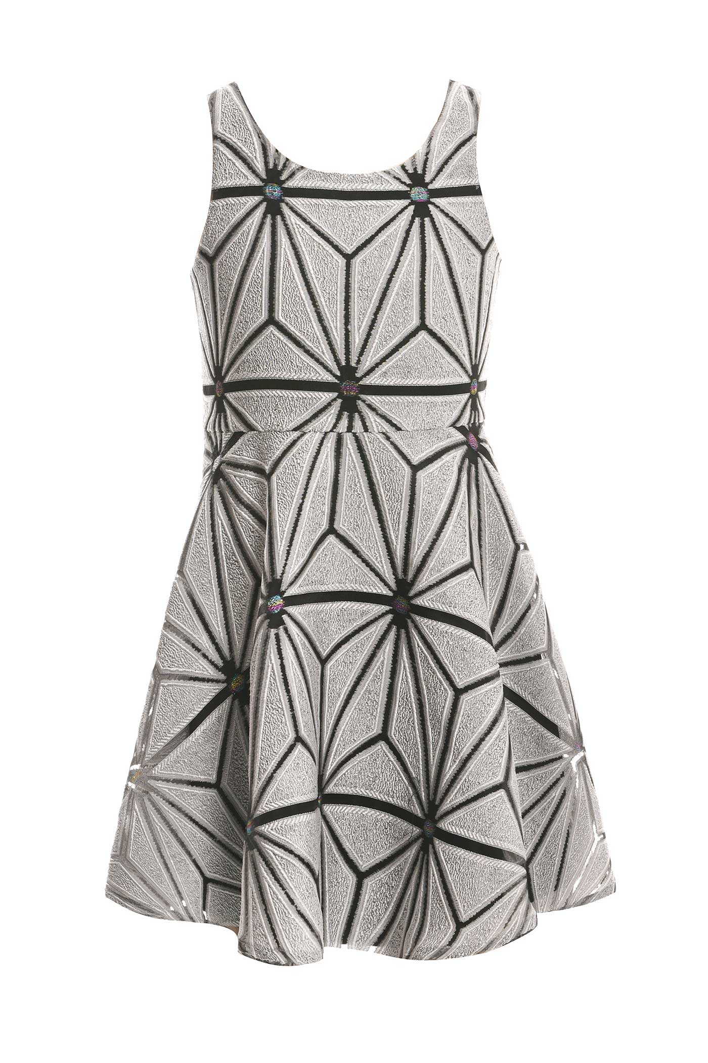 Hannah Banana Big Girls Sleeveless Jacquard Party Dress