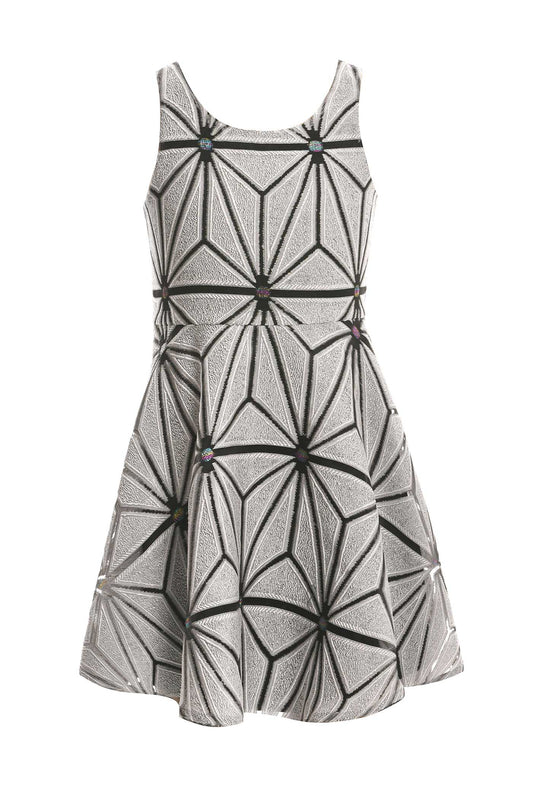 Hannah Banana Big Girls Sleeveless Jacquard Party Dress