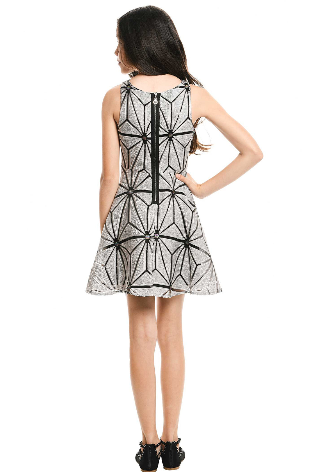 Hannah Banana Big Girls Sleeveless Jacquard Party Dress