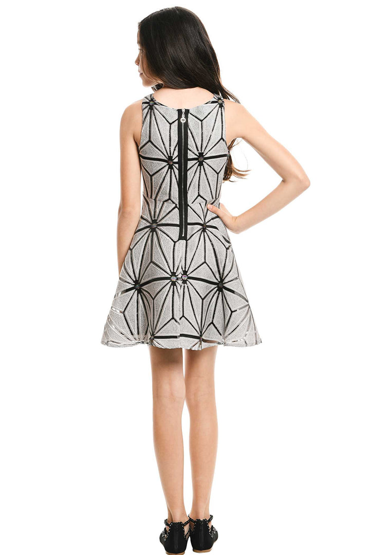 Hannah Banana Big Girls Sleeveless Jacquard Party Dress