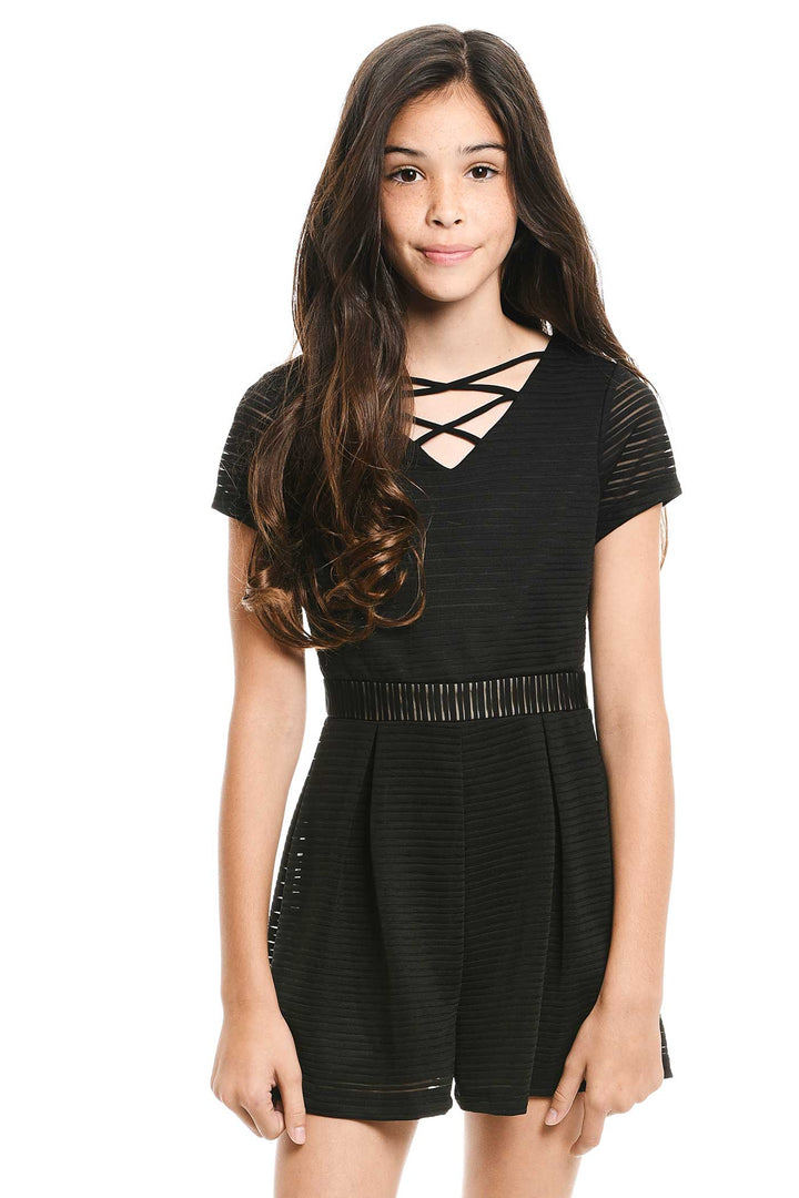 Hannah Banana Big Girls Short Sleeve Romper