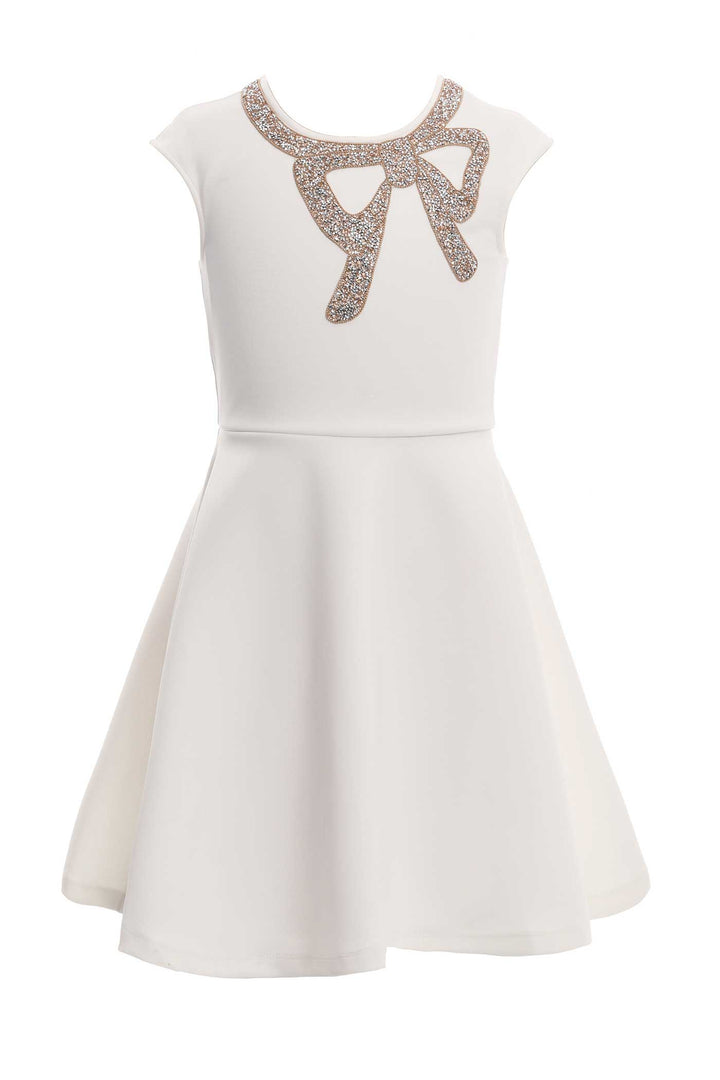 Girls Fit and Flare Jewel Bow Dressy Party Dress