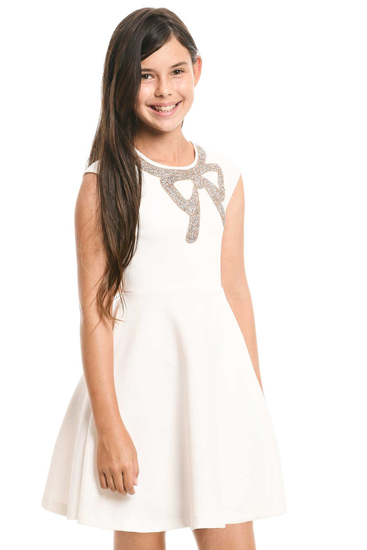 Girls Fit and Flare Jewel Bow Dressy Party Dress