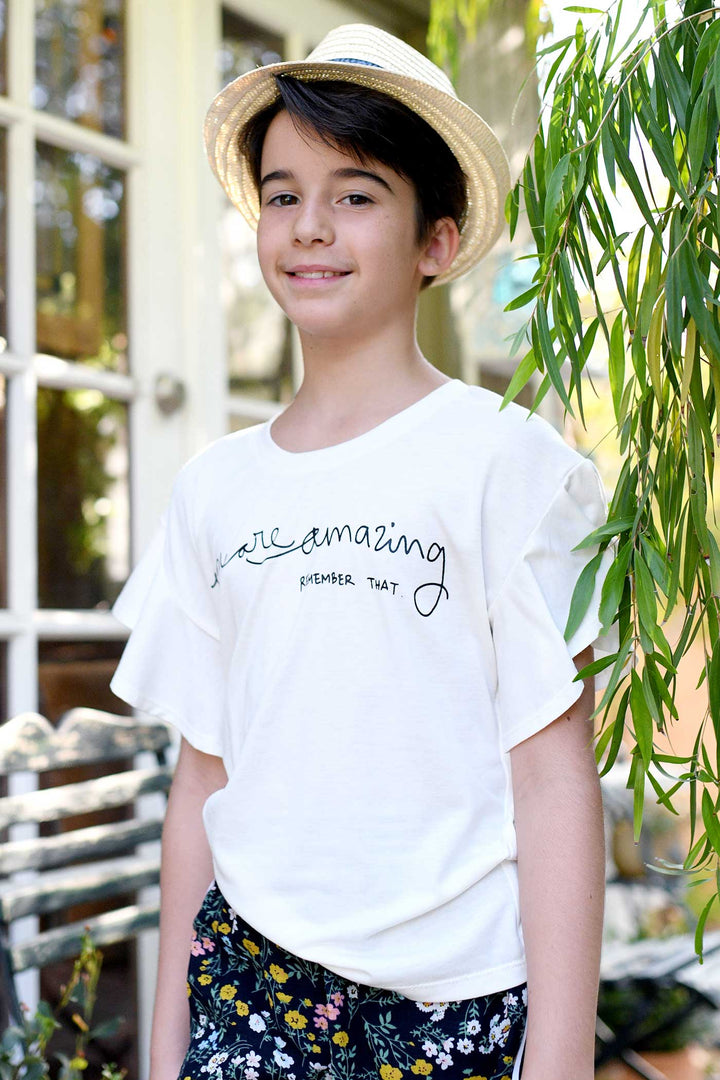 Big Girls Flutter Short Sleeve Top