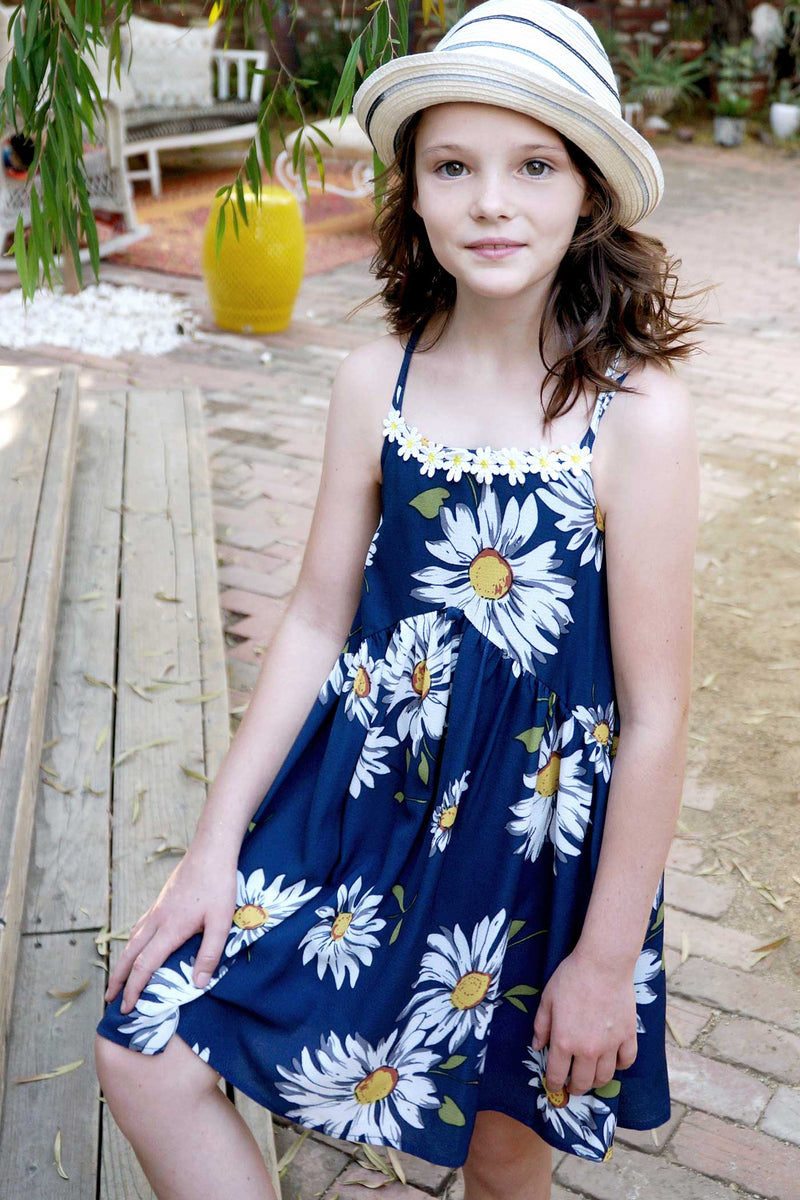 Big Girls Daisy Floral Print Slip Sundress