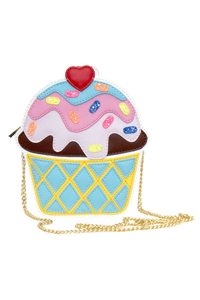 Heart Cherry Topping, Colorful Sprinkles, and Layered Frosting  Super adorable cupcake shape Glitter highlights Gold Chain strap Zipper closure Best small gift for your girls 💕 Imported