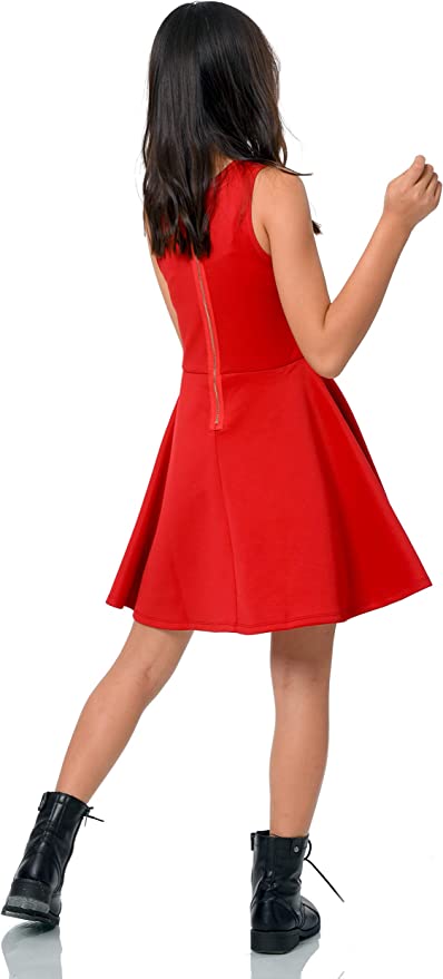 Big Girls Star Bib Skater Dress  Rounded Neckline  Sleeveless  Star Bib  Skate Dress  Hannah Banana designer girls&