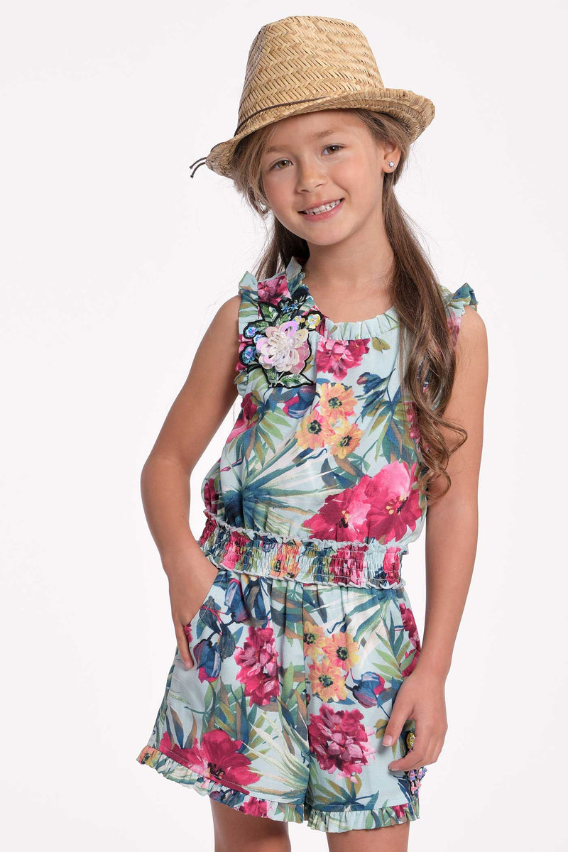 little girls tropical summer romper