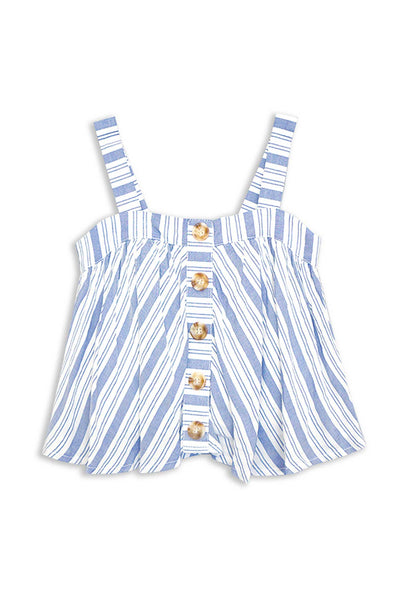 big girls blue and white striped top